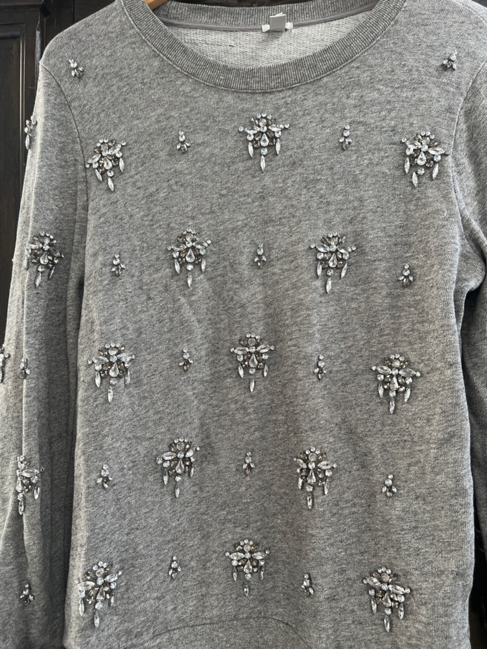J.Crew Heather Gray Jeweled Sweatshirt